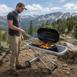 Газовый гриль Weber Traveler - Портативный, складной с колесами, размер 100x45x80 см, серый/черный thumbnail