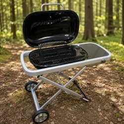 Газовый гриль Weber Traveler - Портативный, складной с колесами, размер 100x45x80 см, серый/черный thumbnail