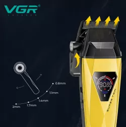 Набор для стрижки волос и бороды VGR V-877S2 - машинка и триммер, 2 скорости, золотистый дизайн, 150+180 минут работы, LCD-дисплей, насадки в комплекте thumbnail