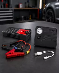 Пуско-зарядное устройство Jump Starter 69800 mAh с компрессором - LED-фонарь, USB и Type-C порты, кейс thumbnail