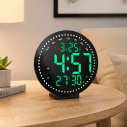 Настенные LED часы 2828 с пультом - электронный дисплей, Bluetooth, будильник, температура и влажность, питание от сети/батареек thumbnail