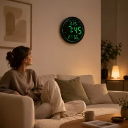 Настенные LED часы 2828 с пультом - электронный дисплей, Bluetooth, будильник, температура и влажность, питание от сети/батареек thumbnail