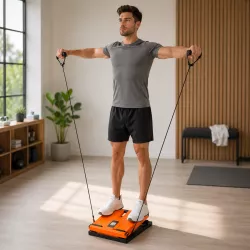Наклонная фитнес-доска Sport Stretching Plate - складная конструкция, эспандеры, встроенный таймер, для растяжки и фитнеса thumbnail
