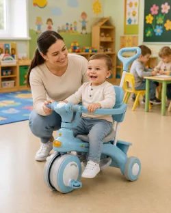 Трехколесный велосипед-коляска Baby Carriage 588 - родительская ручка, защитный козырек, мягкое сиденье, 2в1 thumbnail