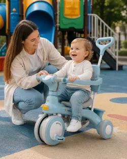 Трехколесный велосипед-коляска Baby Carriage 588 - родительская ручка, защитный козырек, мягкое сиденье, 2в1 thumbnail