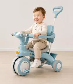 Трехколесный велосипед-коляска Baby Carriage 588 - родительская ручка, защитный козырек, мягкое сиденье, 2в1 thumbnail