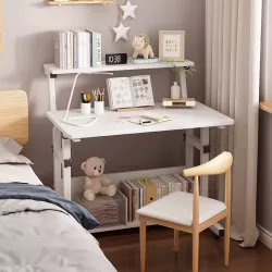 Компьютерный стол с подъемным механизмом - 60x60x80 см, 2 полки, стальной каркас, колеса thumbnail
