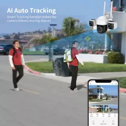 Уличная IP-камера видеонаблюдения 4G/Wi-Fi/LAN - 3 объектива 2+2+2 Мп, ночное видение, двухстороннее аудио thumbnail
