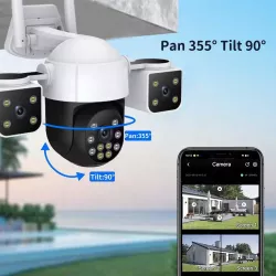 Уличная IP-камера видеонаблюдения 4G/Wi-Fi/LAN - 3 объектива 2+2+2 Мп, ночное видение, двухстороннее аудио thumbnail