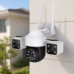 Уличная IP-камера видеонаблюдения 4G/Wi-Fi/LAN - 3 объектива 2+2+2 Мп, ночное видение, двухстороннее аудио thumbnail