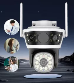 Уличная IP-камера Q70 4G Wi-Fi LAN - 3 линзы 2+2+2 Мп, ночное видение, датчик движения, поддержка карт до 128 ГБ thumbnail