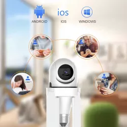 Беспроводная камера-лампа E27 3MP с Wi-Fi - 360° обзор, ночное видение, датчик движения, V380 Pro thumbnail
