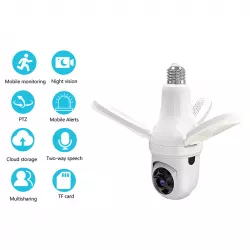 Беспроводная камера-лампа E27 3MP с Wi-Fi - 360° обзор, ночное видение, датчик движения, V380 Pro thumbnail