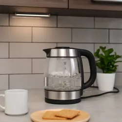 Электрочайник Domotec MS-7946 - 1,7л, 2200 Вт, стеклянный корпус, защита от перегрева, подсветка thumbnail