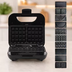 Мультимейкер Domotec MS-209 - 10 в 1, 2000 Вт, антипригарное покрытие, 10 сменных форм, черный thumbnail