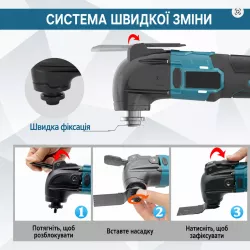 Аккумуляторный реноватор 96V - Многофункциональный осциллирующий инструмент с 2 аккумуляторами, 6 режимами скорости, для резки, шлифовки и подрезки thumbnail
