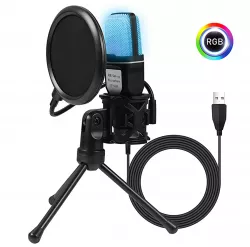 Конденсаторный микрофон Yanmai SF666R USB - RGB-подсветка, всенаправленный, 7 режимов освещения, 1,35 м кабель thumbnail