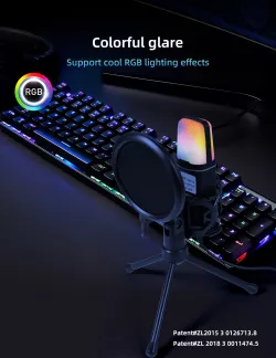 Конденсаторный микрофон Yanmai SF666R USB - RGB-подсветка, всенаправленный, 7 режимов освещения, 1,35 м кабель thumbnail