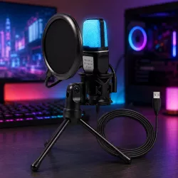 Конденсаторный микрофон Yanmai SF666R USB - RGB-подсветка, всенаправленный, 7 режимов освещения, 1,35 м кабель thumbnail