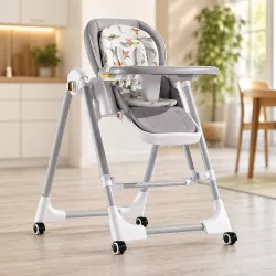 Стульчик для кормления 2в1 BabyChair - регулируемая спинка в 4 положениях, съемный столик, колеса, складная конструкция thumbnail