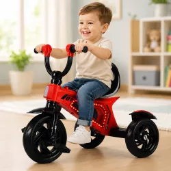 Детский трехколесный велосипед для детей 2-5 лет - красно-черный, устойчивый, с комфортным сиденьем и рулем thumbnail