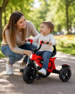 Детский трехколесный велосипед для детей 2-5 лет - красно-черный, устойчивый, с комфортным сиденьем и рулем thumbnail