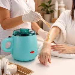 Баночный воскоплав Wax Pro 100 Вт 200 мл - голубой, компактный, прозрачная крышка для контроля нагрева thumbnail