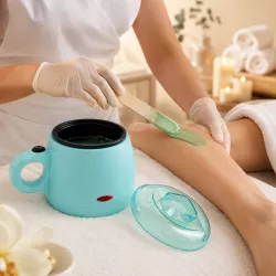 Баночный воскоплав Wax Pro 100 Вт 200 мл - голубой, компактный, прозрачная крышка для контроля нагрева thumbnail