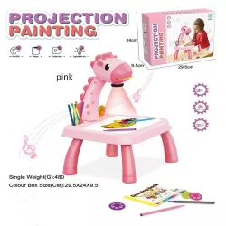 Детский проектор для рисования Projector Painting - 24 детали, подсветка, безопасный ABS, розовый жираф thumbnail