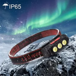 Налобный фонарь BL-2119C - 3 COB светодиода, аккумулятор 18650, USB Type-C, 5 режимов, белый и красный свет thumbnail