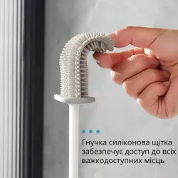 Туалетный ершик с гибкой силиконовой щеткой - для унитаза, раковин и ванн, компактный держатель, легко очищается thumbnail