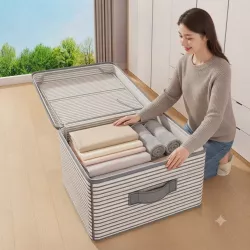 Чехол-контейнер для хранения 50x35x30 см - Прозрачная крышка, молния, удобные ручки для организации одежды и текстиля thumbnail