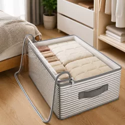 Чехол-контейнер для хранения 50x35x30 см - Прозрачная крышка, молния, удобные ручки для организации одежды и текстиля thumbnail