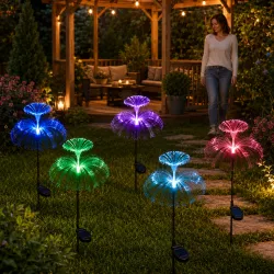 Декоративный уличный фонарь Фонтан BL-LC75B - 2 шт, солнечная батарея, RGB-подсветка на 7 цветов, IP64 thumbnail