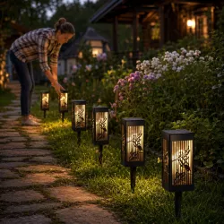 Садовый фонарь на солнечной батарее - комплект 6 шт, LED-теплый свет, IP44, автоматическое включение thumbnail