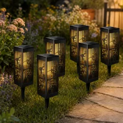 Садовый фонарь на солнечной батарее - комплект 6 шт, LED-теплый свет, IP44, автоматическое включение thumbnail
