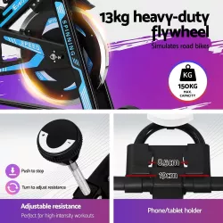 Велотренажер Everfit Spin Bike 118 - маховик, ЖК-дисплей, регулируемое сиденье, подстаканник thumbnail
