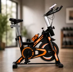 Велотренажер Everfit Spin Bike 118 - регулируемое сиденье, ЖК-дисплей, подстаканник, бесшумная работа thumbnail
