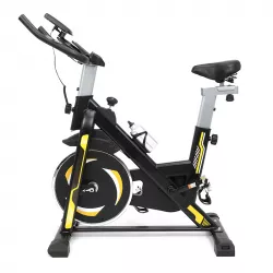 Велотренажер Everfit Spin Bike 118 - желтый, с подстаканником, регулируемым сиденьем и ЖК-дисплеем thumbnail