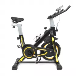 Велотренажер Everfit Spin Bike 118 - желтый, с подстаканником, регулируемым сиденьем и ЖК-дисплеем thumbnail