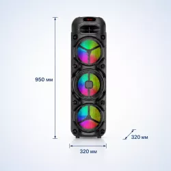 Портативная колонка ZQS8308 - Bluetooth, 3 динамика по 8 дюймов, мощность 20 Вт, микрофоны для караоке, LED-подсветка thumbnail