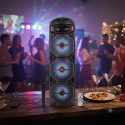 Караоке колонка ZQS-8301 Bluetooth - 8 дюймов, RGB подсветка, беспроводной микрофон, пульт ДУ, 7 часов работы thumbnail