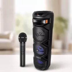 Караоке колонка ZQS-8301 Bluetooth - 8 дюймов, RGB подсветка, беспроводной микрофон, пульт ДУ, 7 часов работы thumbnail