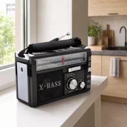 Портативный радиоприемник GOLON RX-381 X-Bass - FM/AM/SW, LED-фонарик, USB/SD, аккумулятор и питание от сети thumbnail