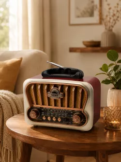 Радиоприемник NNS NS-8109BT - Ретро-дизайн, FM/AM/SW, Bluetooth, MP3, аккумулятор и USB-питание thumbnail
