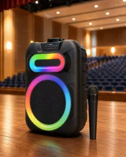 Bluetooth-колонка MS-2082BT-W с RGB-подсветкой - беспроводной микрофон, аккумулятор, USB и AUX thumbnail