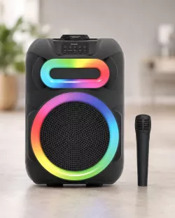 Bluetooth-колонка MS-2082BT-W с RGB-подсветкой - беспроводной микрофон, аккумулятор, USB и AUX thumbnail