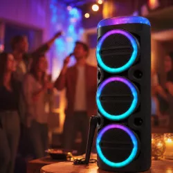 Портативная колонка MS-2076BT-W - 90Вт, Bluetooth 5.3, микрофон, RGB-подсветка, аккумулятор 3000 мАч thumbnail