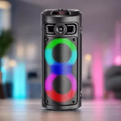 Портативная Bluetooth колонка KTS-2430 - 2 динамика по 4 дюйма, беспроводной микрофон, FM/USB/TF/AUX, аккумулятор 1200 мАч thumbnail