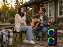 Портативная колонка KTS-2362 Bluetooth - 2 динамика 6,5 дюйма, беспроводной микрофон, RGB-подсветка, аккумулятор 1500 мАч thumbnail